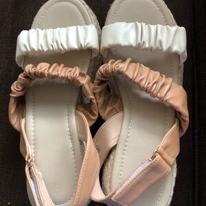 Elegant Women's Sandals in Cream and Tan